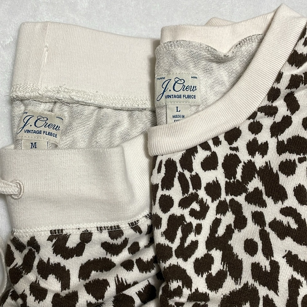 (Set) J.Crew leopard print terry cloth cotton pullover crewneck and jogger pants - Picture 9 of 9